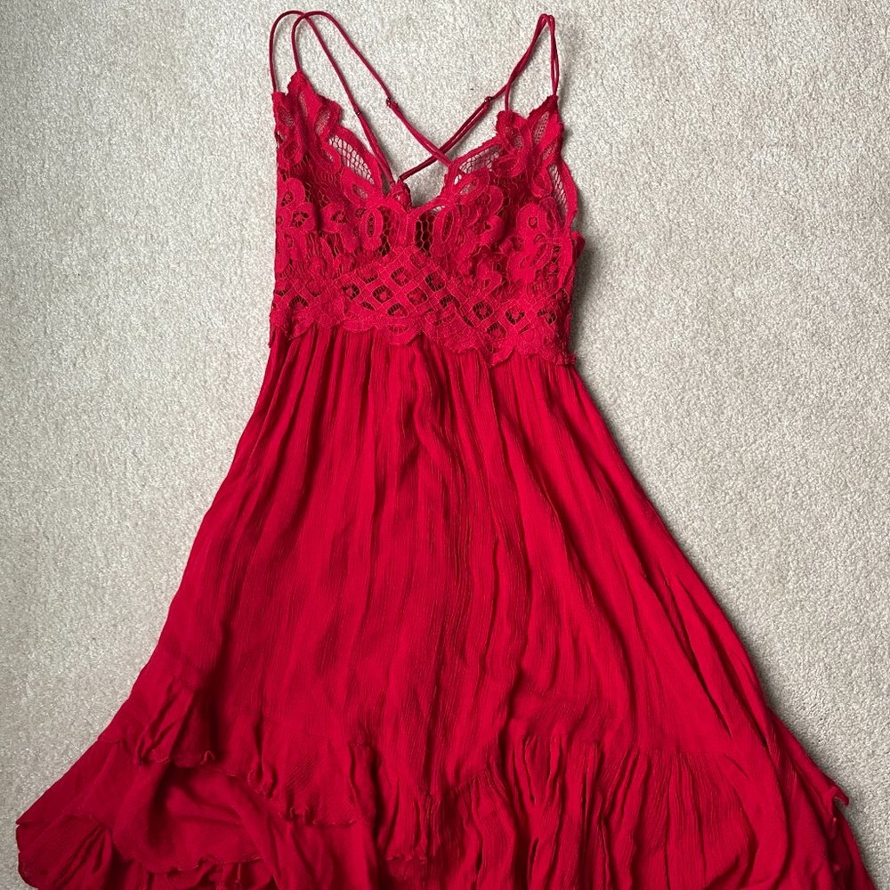 Free People Adella Slip Dress Red